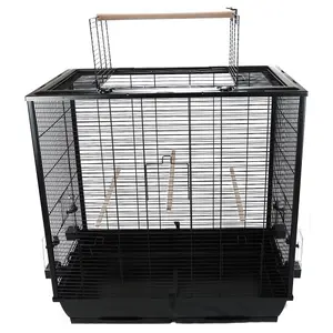 The Waldorf Bird Cage with Opening Top and Perches - Black