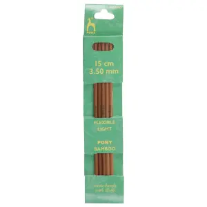 BAMB DE KP 15CMX3.50 - Knitting Pins: Double-Ended: Set of Five: Bamboo: 15cm x 3.50mm - Pony