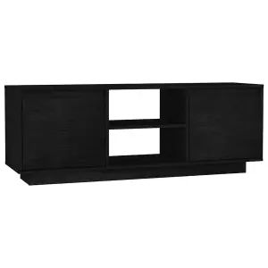 vidaXL TV Cabinet Black 110x30x40 cm Solid Pinewood