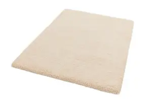 Ivory Plain Shaggy Modern Easy To Clean Living Room Bedroom & Dining Room Rug-120cm X 170cm