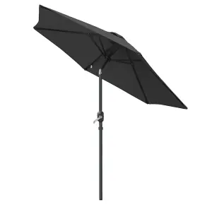 SunDaze 2.5M Black Garden Parasol Sun Shade Umbrella with Crank Handle & Tilt Mechanism