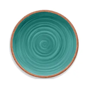 Purely Home Rustic Swirl Turquoise Melamine Dinner Plates - Set of 2