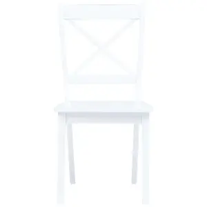 Berkfield Dining Chairs 2 pcs White Solid Rubber Wood