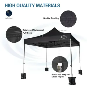 MCC Direct Maximus 3x3 Heavy Duty Pop up Black Gazebo NS