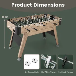 COSTWAY 137cm Foosball Table Freestanding Games Table with 2 Balls & 26 Players