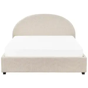 Fabric EU King Size Ottoman Bed Beige VAUCLUSE