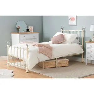 Birlea Jessica Single Bed Frame In Cream Metal 3FT