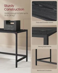 VASAGLE Computer Desk, Writing Desk with 2 Shelves, Work Table for Office Living Room, Steel Frame, Ebony Black