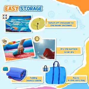 Outsunny Bouncy Castle with Slide Basket Trampoline Monster Design 2.5x1.8x1.75m