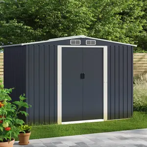 Aaronjohn 8 ft. W x 6.5 ft. D Metal Tool Shed Carbon Black