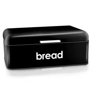 Retro Bread Bin Curved & Rectangle Kitchen Loaf Storage in Black