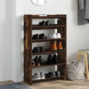 Berkfield Shoe Rack Smoked Oak 60x25x100 cm Engineered Wood