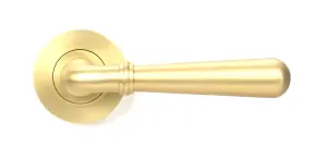 Satin Brass Newbury Lever on Rose Set (Plain)