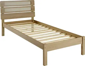 Santana 3ft Single Bed Frame in Light Oak and Rattan Effect