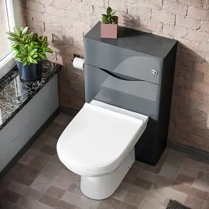 Nes Home Lyndon Modern Back To Wall Toilet Pan and WC Unit Soft Close Seat Grey