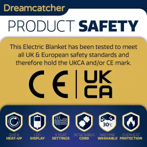 Dreamcatcher Sherpa Fleece Polyester Heated Electric Throw Blanket 160cm x 120cm Black