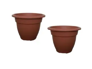 2 x 30cm Round Bell Planter Terracotta