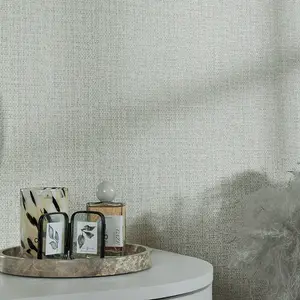 Linen Lustre Wallpaper in Warm Grey