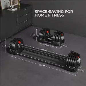 Yaheetech 2-in-1 40KG Quick-Adjust Dumbbell Weight Set with Anti Slip Handle