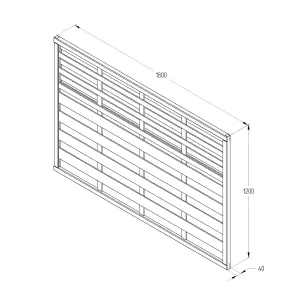 Forest Garden Contemporary Slatted Pressure treated 4ft Wooden Fence panel (W)1.8m (H)1.2m, Pack of 5