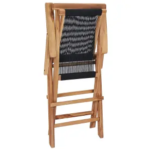 Berkfield Folding Garden Chairs 2 pcs Solid Teak Wood and Rope