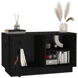 Berkfield TV Cabinet Black 70x34x40 cm Solid Wood Pine