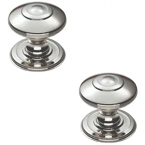 2 PACK - Ring Cabinet Door Knob Rose - 32mm Polished Nickel - Round Cupboard Pull Handle