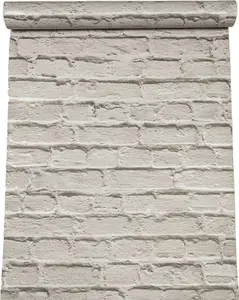 Smooth Metallic Shimmer Free Style Painted Brick Effect Grey Silver Wallpaper