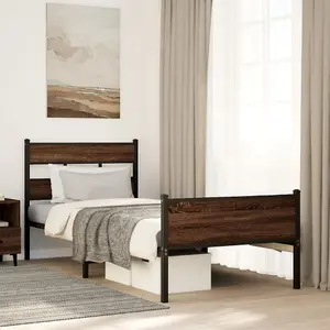 Berkfield Bed Frame without Mattress Brown Oak 90x200 cm Engineered Wood