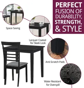 Hallowood Furniture Ledbury Small Dining Table with 2 Chairs in Black Finish