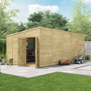 BillyOh Switch Tongue and Groove Pent Wooden Shed - 20x10 Windowless - 15mm Thickness