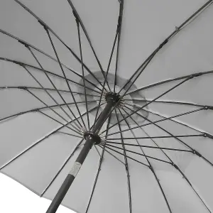 SunDaze 2.7M Grey Garden Fiberglass Rib Parasol with Crank Tilt Mechanism Outdoor Patio Umbrella