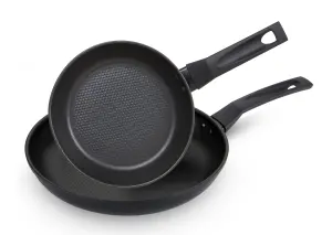 Prestige 9 x Tougher Black Round Aluminium Induction Suitable Non-Stick Frying Pans 21 & 29cm Twin Pack