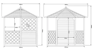 Rowlinson Gainsborough Natural Hexagonal Gazebo, (W)3m (D)2.6m - Assembly service included