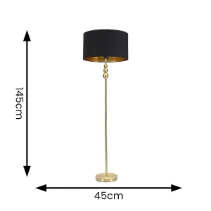 ValueLights Marissa Gold Stacked Ball Floor Lamp with Black/Gold Shade - LED Bulb Included