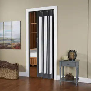 Black PVC Folding Interior Door Indoor Door Accordion Door Thickness 6 mm