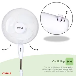 Oypla Electrical 16" Oscillating Pedestal Electric Cooling Fan