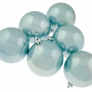 Shiny Shatterproof Ball  Bauble (Set of 6) Pearl Blue