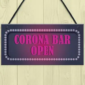 CORONA BAR OPEN Sign Neon Effect Home Bar Pub Man Cave Hanging Sign