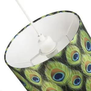 Vibrant Peacock Feather Themed 10 Inch Lamp Shade with Inner White Cotton Lining