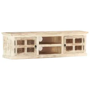 Berkfield TV Cabinet White 130x30x36 cm Solid Mango Wood