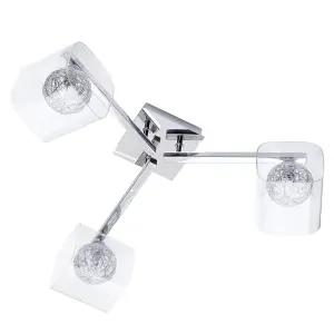 Litecraft Verona Chrome 3 Arm Wire Globe Ceiling Light