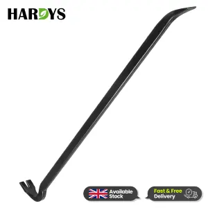 Hardys 36" Wrecking Crow Bar - Steel Utility Crowbar, Swan Neck with Chisel End, Floorboard, Nail Puller, Lever, Pry, Break