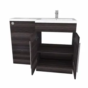 SunDaze Charcoal Bathroom Combined Furniture 1100mm L Shape Vanity Unit Right Handed with Basin Sink