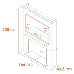 Acantha Pre-Built Stove Media Wall 2 with TV Recess & Woodhouse Electric Stove in Black