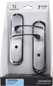 Sandleford Hainton Bathroom Door Handle Lever Set - Dual Tone Polished & Brushed Chrome