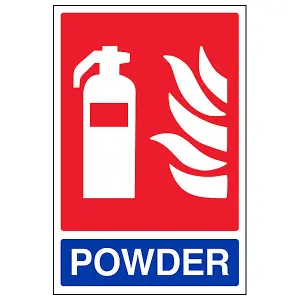 POWDER Fire Extinguisher Safety Sign - Adhesive Vinyl - 200x300mm (x3)