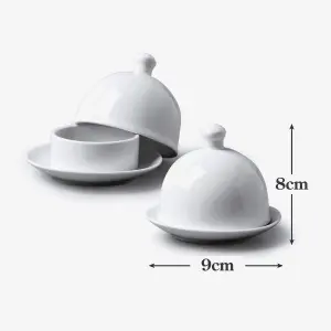 WM Bartleet & Sons Porcelain Butter Pat with Lid, Set of 2