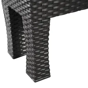 simpa 33L Black Rectangular Plastic Rattan Trough Planter.