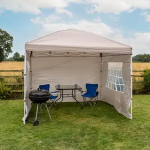 Rapid Pop Up Compact 3x3 Gazebo With Sides Beige